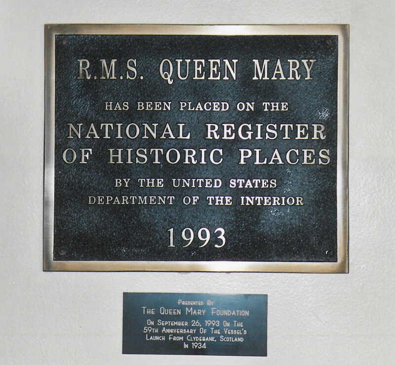 Queen Mary National Register Of Historic Places Plaque